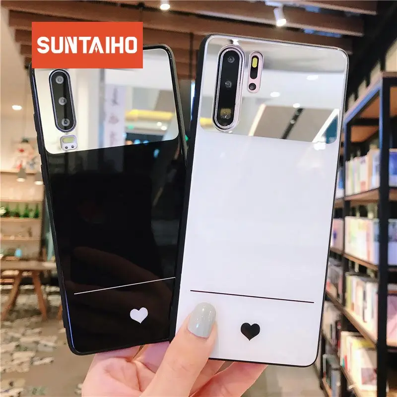 Tempered Glass Shockproof Soft Silicon Back Cover for Huawei Mate 10 20 Pro P20 30 Luxury Cosmetic mirror Girly Case |