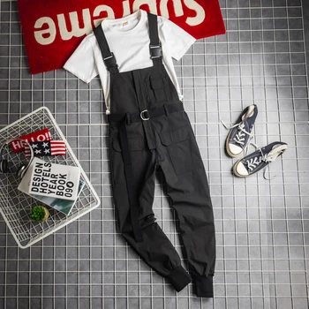 

New casual connected autumn and winter new jumpsuit Japanese retro trend beam feet tooling overalls jumpsuit hip-hop beam foot j