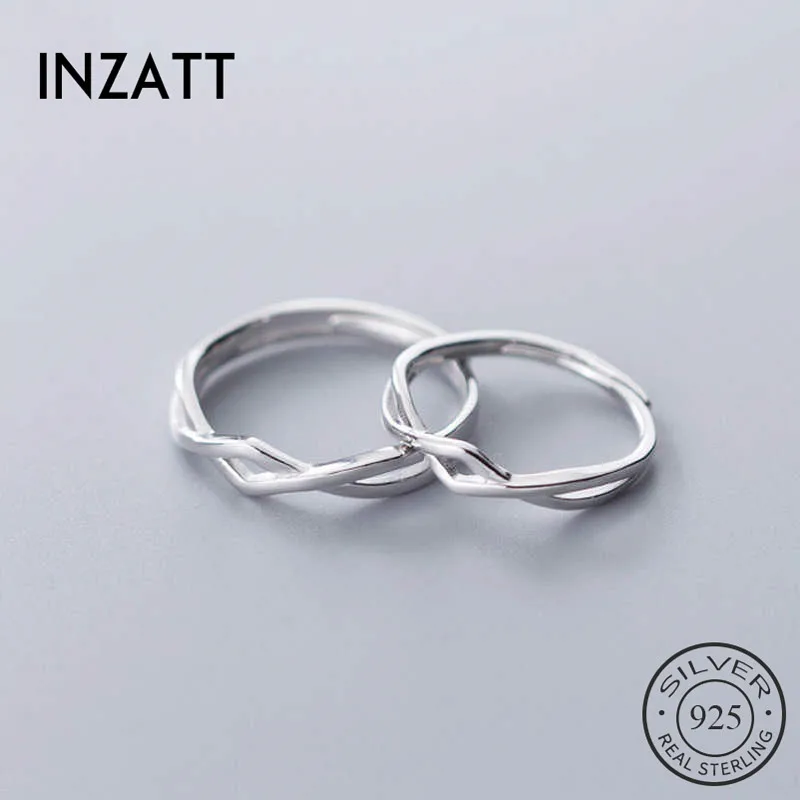INZATT Настоящее серебро 925 пробы геометрическое регулируемое кольцо для пары
