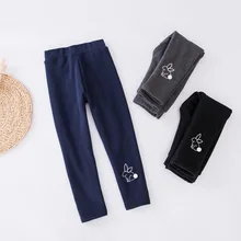 Леггинсы г. Осень-зима, новая стильная теплая верхняя одежда леггинсы с вышивкой в Корейском стиле для девочек цельнокроеная футболка