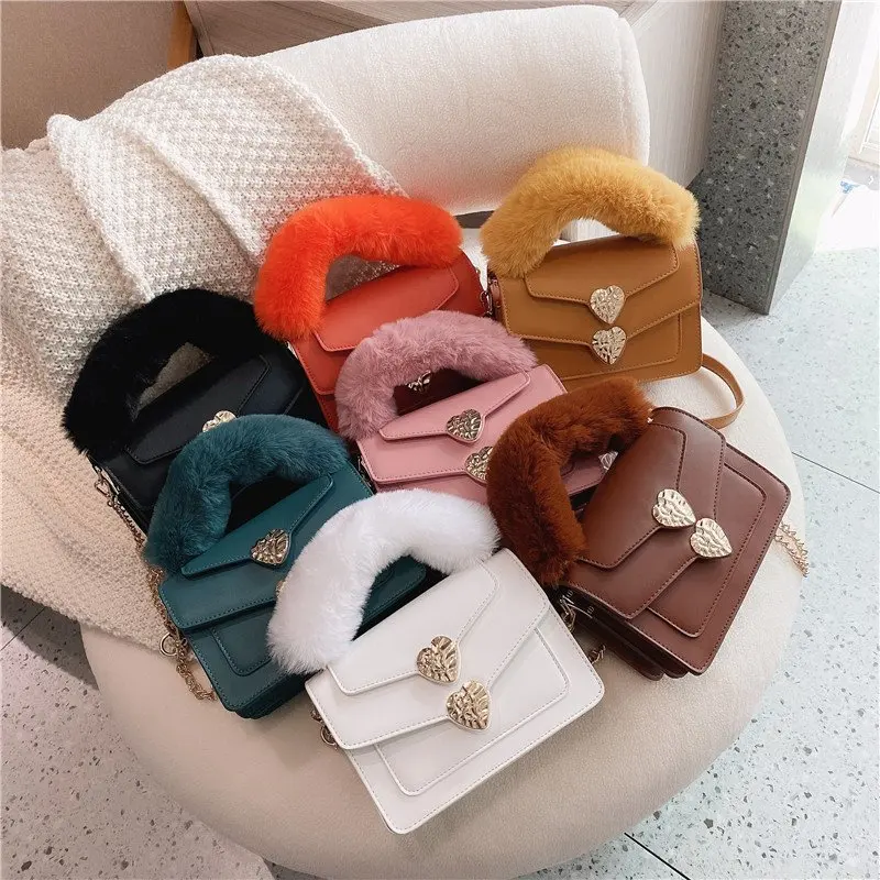 

Autumn and winter retro women's bag 2020 popular new fashion plush all-match one-shoulder messenger small square bag
