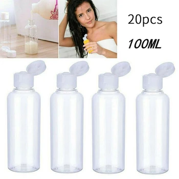 

20X100Ml Plastic Flip Clear Bottle Travel Lotion Liquid Shampoo Makeup Container