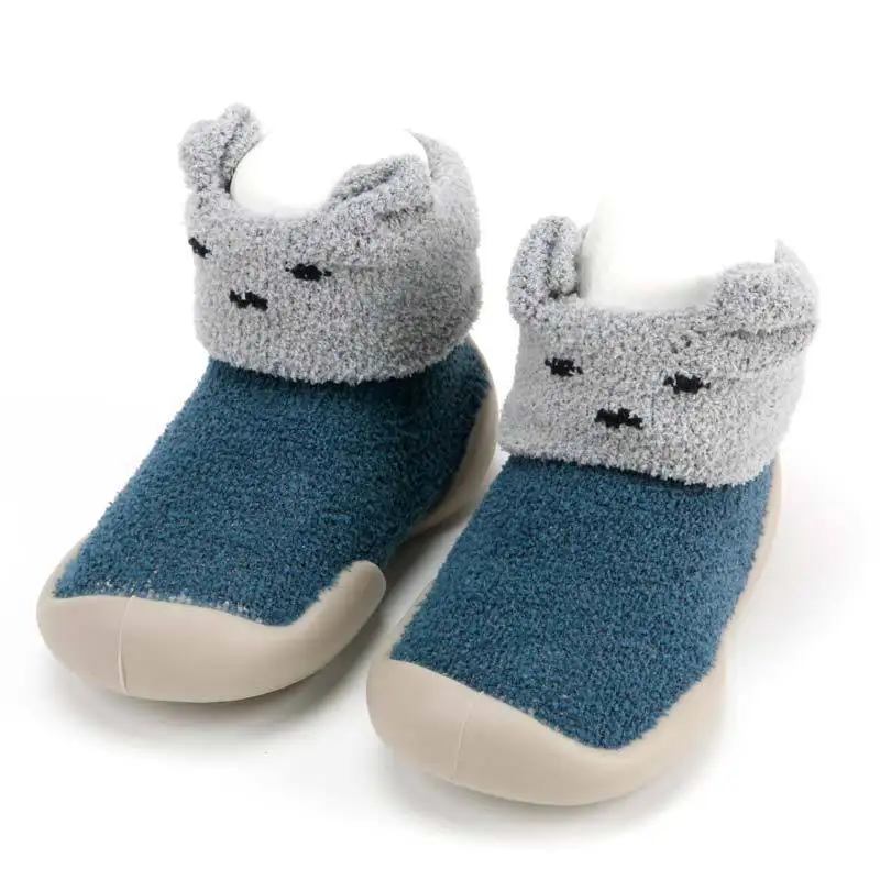 Baby Girl Boys Feather Flanging Dog Baby Shoes Baby Toddler Rubber Sole Shoes Children's Non-Slip Warm Shoes Sole Shope