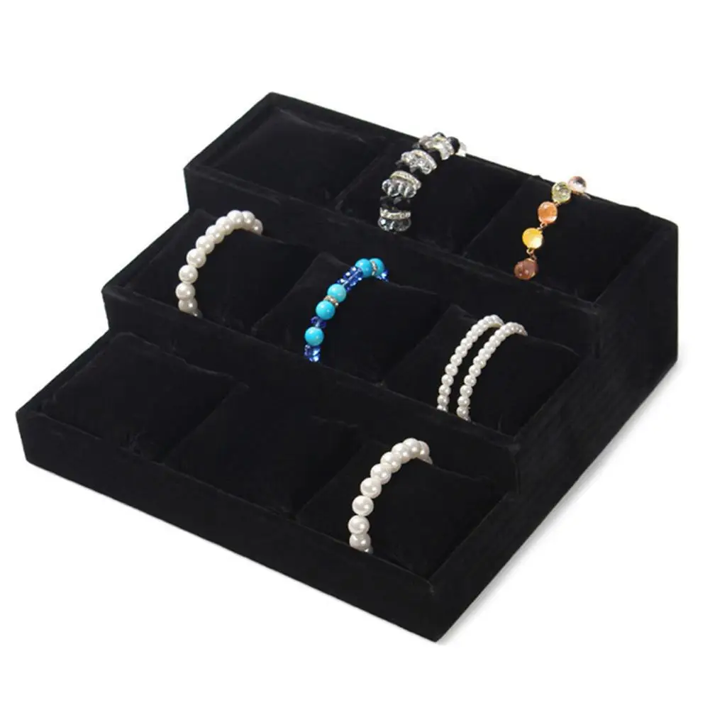 

Three-layer 9 Grid Faux Leather Watch Box Display Case Organizer Jewelry Storage Box Ring Earring Watch Watch Box Jewelry Displa