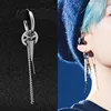 Boucles d'oreilles Punk KPOP DNA pour hommes, en acier inoxydable, coréen, plume de lune, pendentif croix, Rock gars, Hip Hop, unisexe ► Photo 3/6