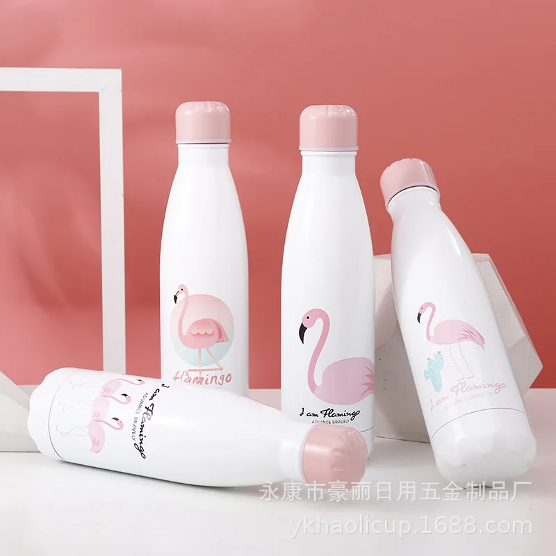 

2019 New Style Cool Trend Coke Bottle Glass Stainless Steel Vacuum Flask Flamingo Sports Bottle