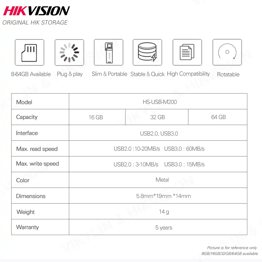 Hikvision Original USB Flash Drive 8GB 16GB 32GB 64GB Mini Pen Drive USB2.0 USB3.0 memoria Pendrive palo de almacenamiento # M200S