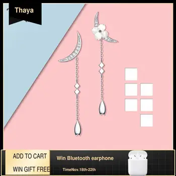 

Thaya Silver Plated Sterling Silver Crescent Earrings Crystal Earrings For Women Dangle Chinese Style Earring Fine Jewelry Gifts