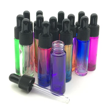 

10ml Gradient Colorful Glass Bottle Perfume Sample Pipette Bottle with Pure Glass Dropper Tubes Essential Oil Vial