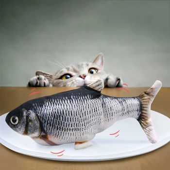 

Moving Music Fish Electric Toy Cat USB Charger Interactive Cat Chew Bite Catnip Supplies Kitten Fish Cat Wagging Toys