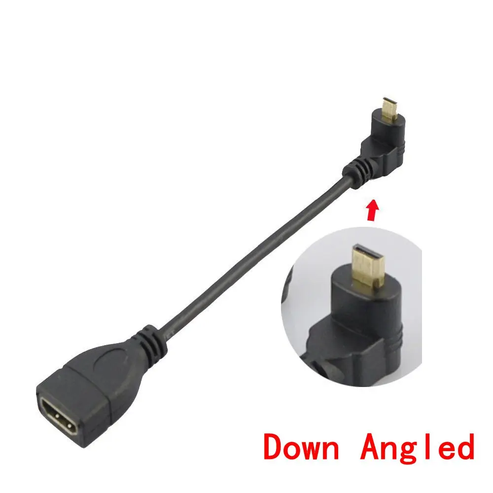 Down HDMI кабель Micro hdmi 90 градусов Прямоугольный штекер к HDMI Женский вверх и вниз и влево HDTV для мобильных телефонов планшеты 1080P 0,15 M - Цвет: Down