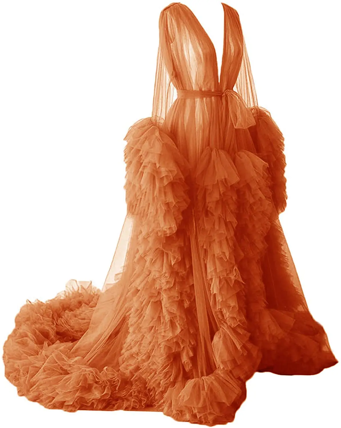 Tanie 2021 szlafrok damski Perspektive Sheer długa suknia puszysta Dessous fotografia sklep