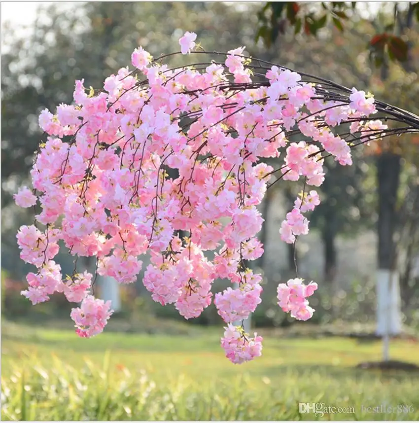 Искусственный цветок глицинии гирлянда ветка Свадебное Украшение подвесное вишня Персик цветы стены/окна/двери украшения