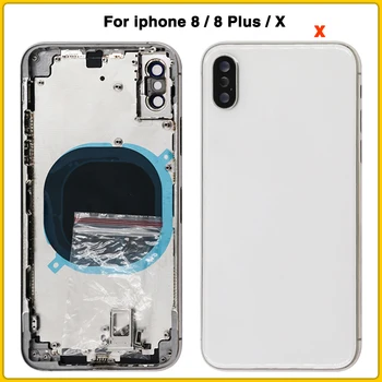 

For iphone 8 8G 8 Plus 8P Battery Back Cover Door Rear Cover + middle Frame + sim Tray side key parts For iphone X Housing Case