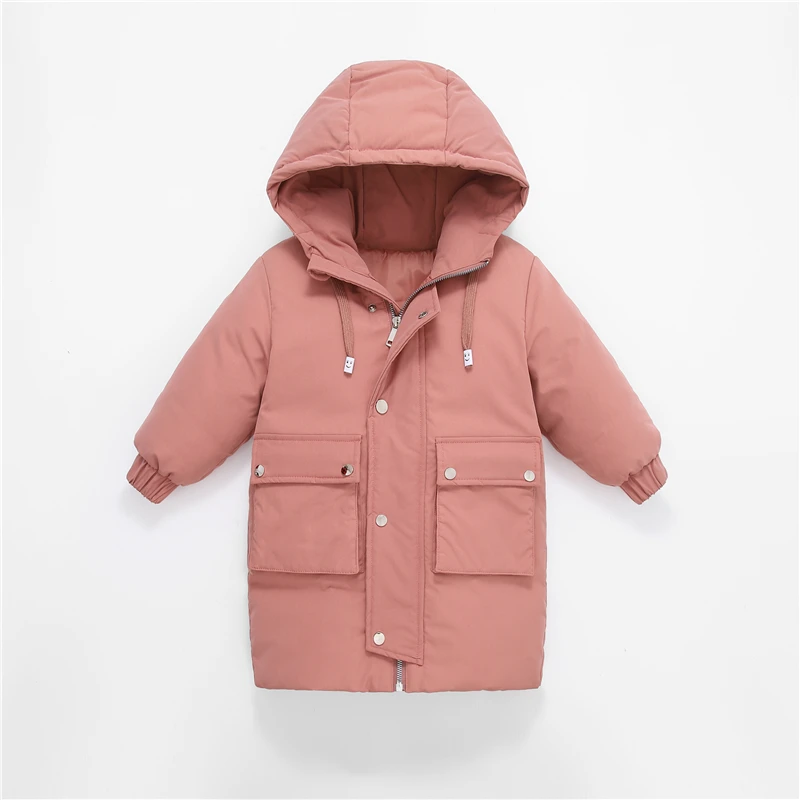 Г. Новая детская зимняя куртка для девочек/мальчиков, теплое детское зимнее пуховое пальто Длинная Верхняя одежда с капюшоном для девочек, одежда DC185 - Цвет: Pink