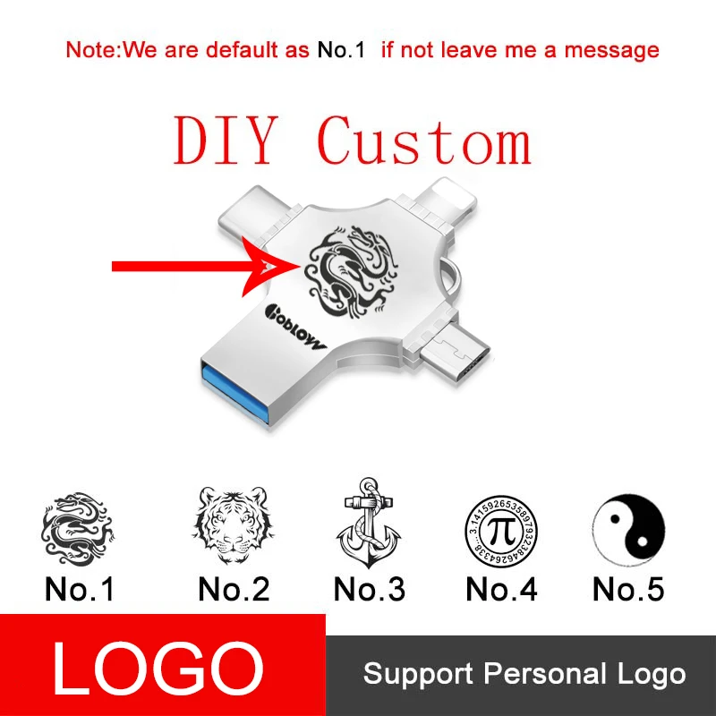 Y04 Plus LOGO-1 4 в 1 Usb 3,0 Flash 8 ГБ 16 ГБ 32 ГБ 64 Гб 128 ГБ 256 ГБ Флэшка OTG type-C DIY логотип micro USB карта памяти OTG для iphone ios Телефон - Color: Y04 Plus LOGO-1