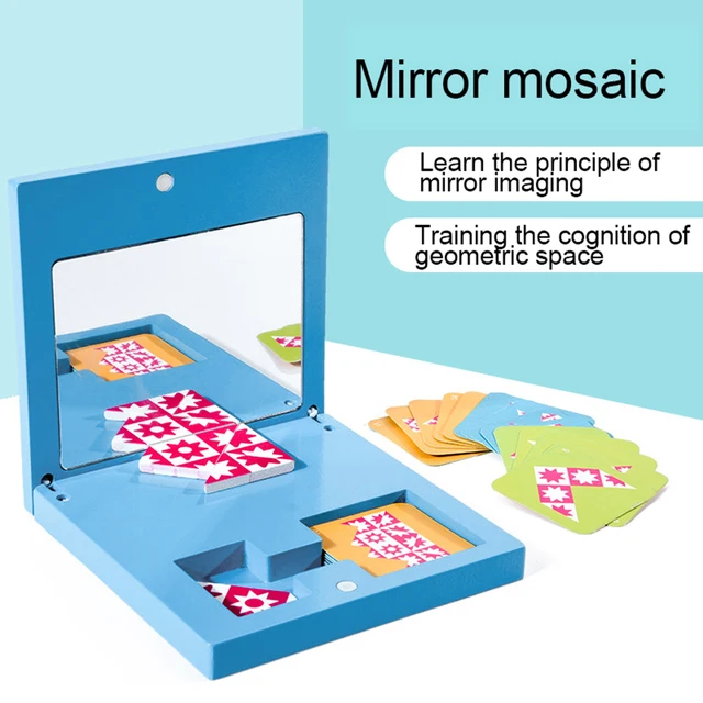 Wooden Puzzles Game Mirror Imaging Sensory Learning Children Educational Toy 2
