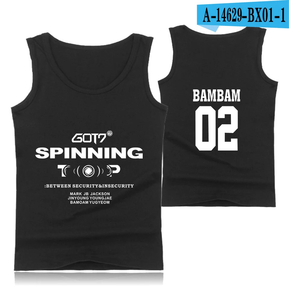 Корейский хип хоп группа GOT7 2D Kpop жилет Топ мужской летний жилет без рукавов Мода модный тренд Повседневная одежда жилет - Цвет: Black