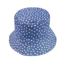 Двухсторонняя Двусторонняя Джинсовая Шляпа с цветочной вышивкой, шапки для рыбалки, женские и мужские шапки bob, летняя модная шляпа от солнца