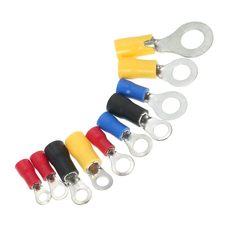 

102 Pcs Assorted Insulated Ring Cable Terminals Connector 10 Assortment With Storage Box, Electric Copper Crimp Terminals Wire C
