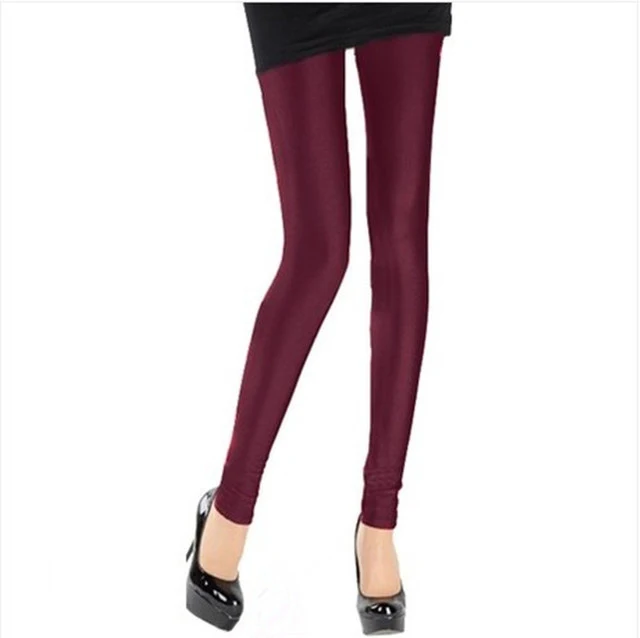 K036 Burgundy VISNXGI полиэфирные повседневные леггинсы женские высокие эластичные неоновые облегающие леггинсы-карандаш брюки уличные леггинсы размера плюс - Цвет: K036 Burgundy