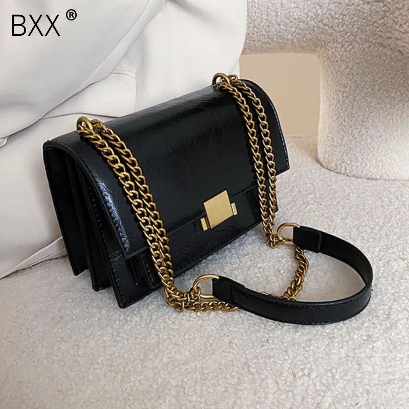 

[BXX] PU Leather Crossbody Bags For Women 2020 Spring Chain Lady Fashion Shoulder Messenger Bag Female Travel Handbags HK279