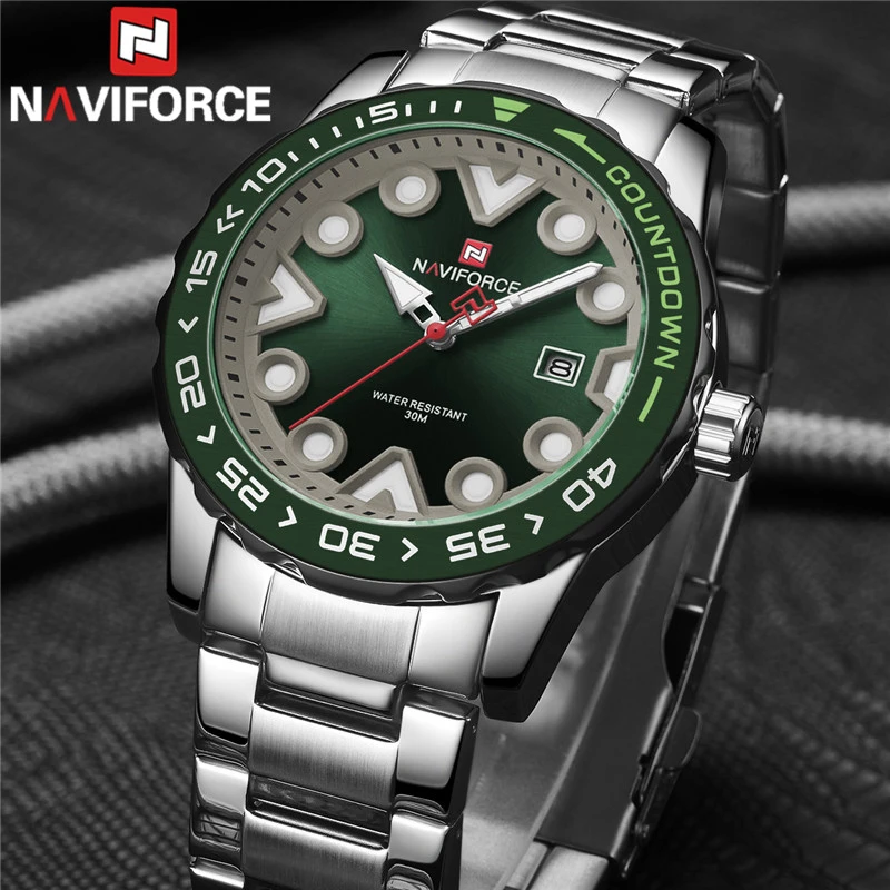 NAVIFORCE Men Wristwatch Top Brand Luxury Green Waterproof Man 