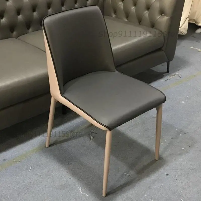 Custom Nordic Luxury Dining Chair Modern Simple Iron Leather Leisure Creative Soft Bag Home Back Desk |