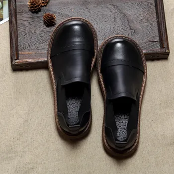 

Japanese Harajuku Retro Flat Single Shoes Handmade Thick-Sole Casual Shoes Mori Literary Big Head Doll Shoes Simple Womens Shoes