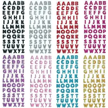 

1 Sheet Glitter Alphabet Letter Stickers Self Adhesive ABC A-Z Words Stick On