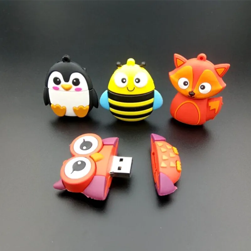 Флэш-накопитель USB 128 в виде милых мультяшных животных пингвина кота совы 64 ГБ 4 8 16