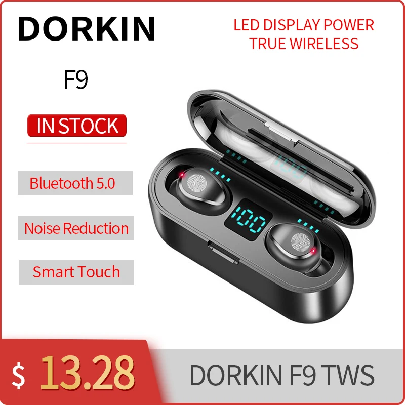  Original Dorkin F9 TWS Bluetooth 5.0 Earphone Smart Fingerprint Touch Headphone Active Noise Reduction Earbuds Wireless Headset 