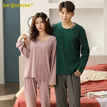 

Long Sleeve Long Pants Sleepwear Fashion Casual Style Pajamas Set Spring Autumn Homesuit Homeclothes Sleepwear Couple Pijama