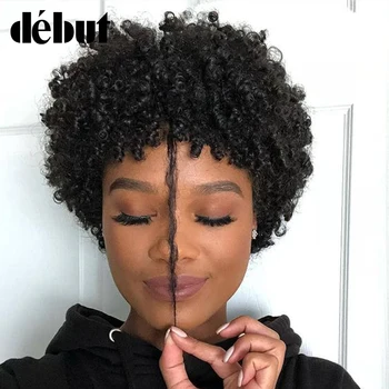 

Debut Brazilian Short Curly Bob Wig Remy Human Hair Wigs Pixie Machine Made Jerry Curl Wigs For Black Women Free Shipping