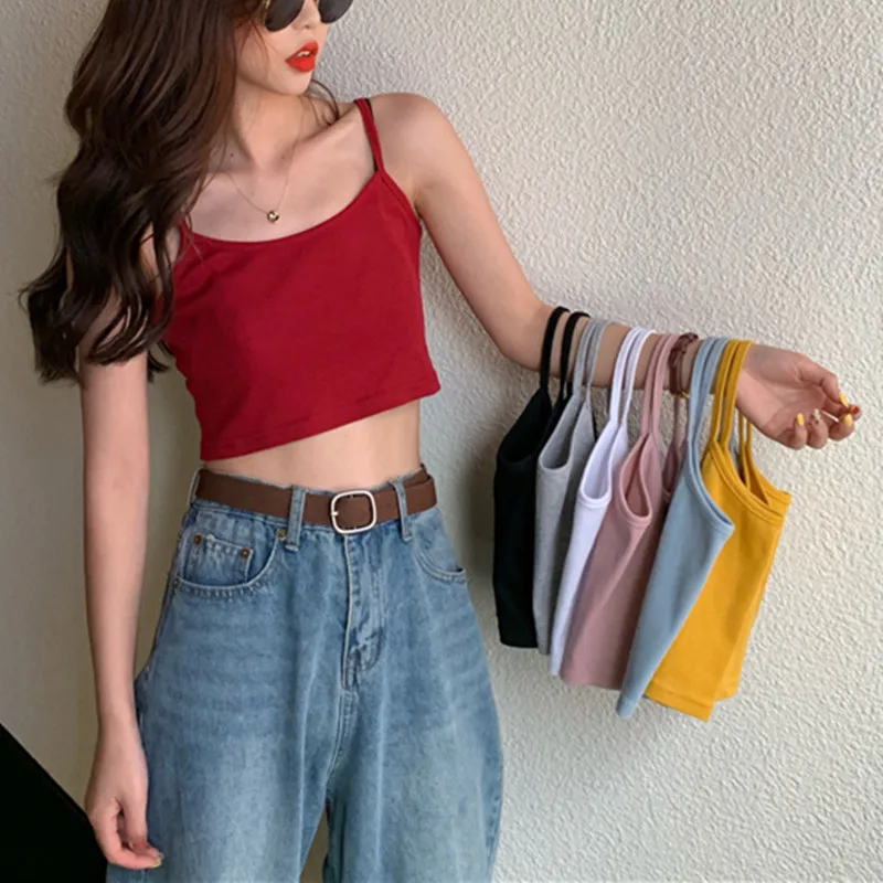 

Summer women's camisole with free shipping, short outer wear, thinner, inner multicolor base shirt