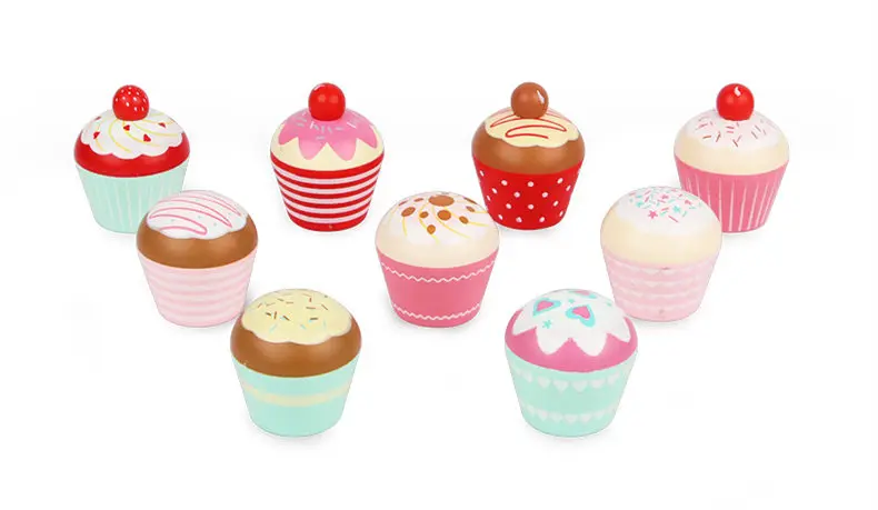 Carrinho de Bolo de Madeira Brinquedos para Crianças Festa de Aniversário Simulação Rosa Morango Jogar Casa Menina Brinquedo Presente Brinquedos Educativos 4 para crianças rosa morango jogar casa menina