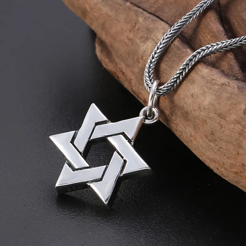 Pure s925 Silver Jewelry Six-Pointed Star Letters Men And Women Pendants