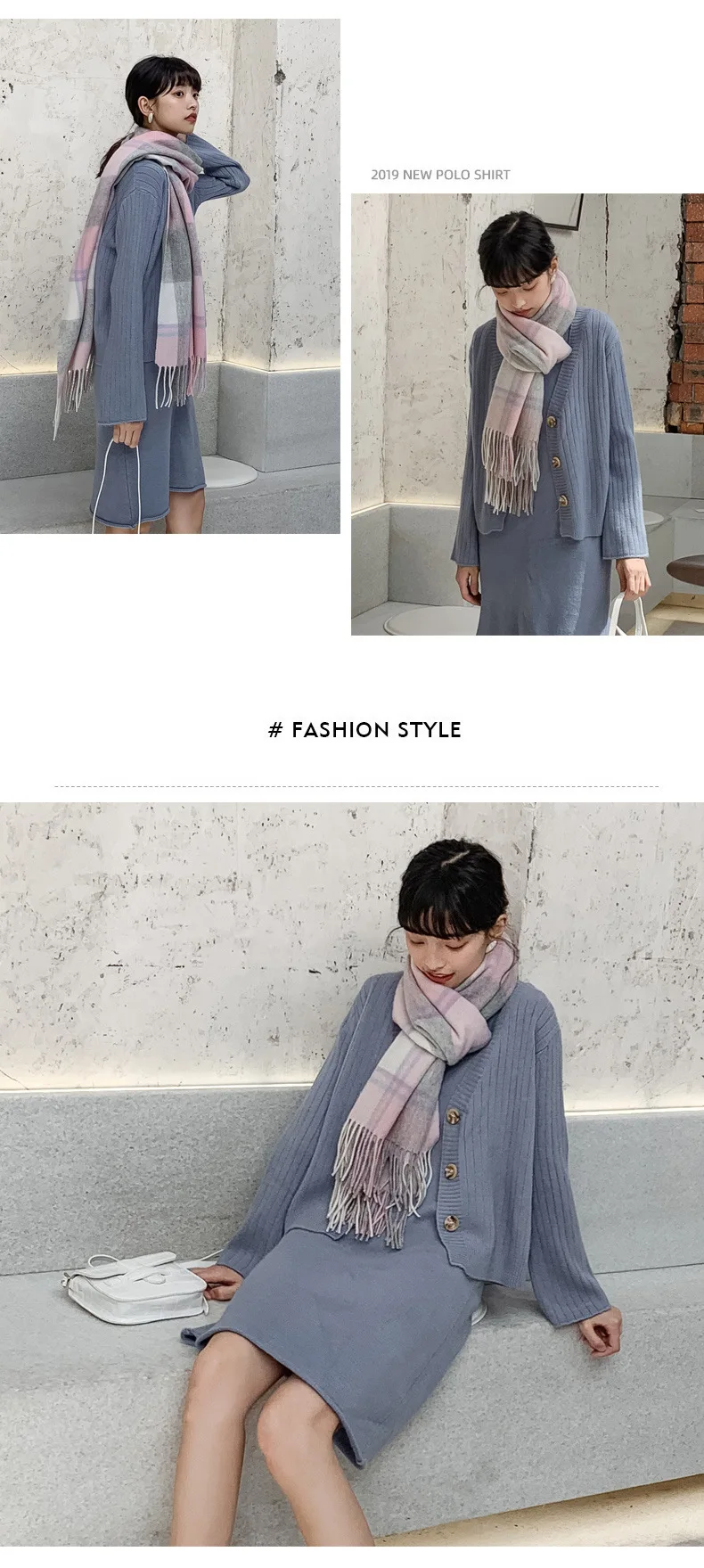 OMEA Real Wool Scarf Women Plaid Scarf Femme Infinity Scarf Winter Accessories Blanket Scarf Cashmere Scarf Shawl Luxury