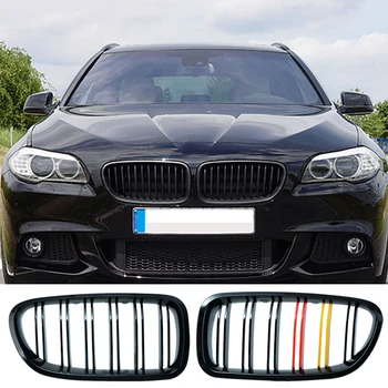 

Gloss 3-color Carbon Fiber 2-Line M5 Style Black Front Grille Grill For BMW 2011-2015 F10 520i 535i 550i