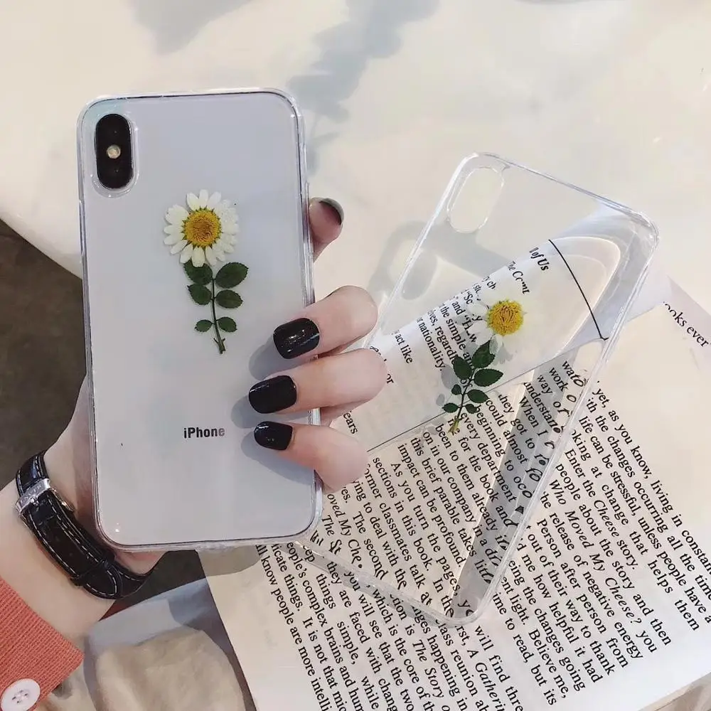Модный простой прозрачный чехол для телефона с настоящими цветами iPhone 6 6s 7 8 10 X XS
