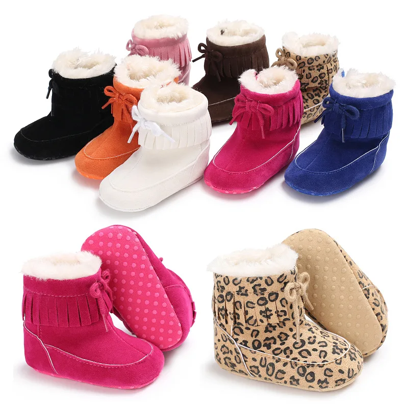 

Winter Bow Fringe Newborn Baby Girls Princess Winter Boots First Walkers Soft Soled Infant Toddler Kids Girl Footwear Shoes