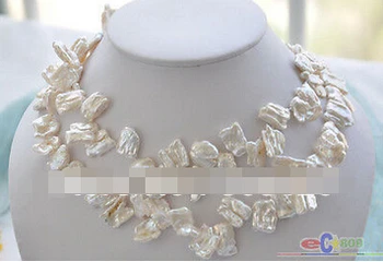 

1041 33" 20mm white baroque biwa freshwater pearl necklace
