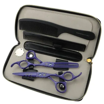 

High-grade purple 6.0-inch blue diamond personality design simple hairdressing scissors hair stylist must-have set affordable