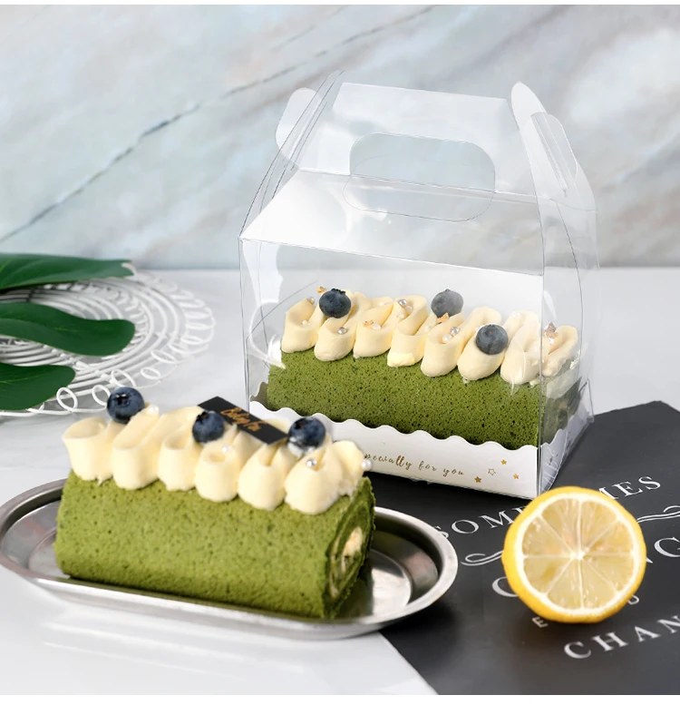 15 компл. Рулон торт pcaking прозрачная коробка для торта с ручкой прозрачный пластиковый торт рулон коробки с бумажным лотком коробка для кексов