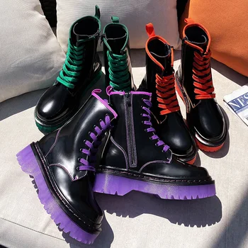 

Split Women Leather Boots Shoes for Winter Boots Shoes Woman Casual Autumn Jelly Candy Botas Mujer Female Ankle Boots