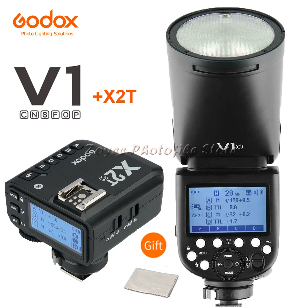 Godox V1 V1S/V1N/V1C/V1O/V1F ttl Li-Ion круглая головка вспышка для фотоаппарата вспышка для Nikon/sony/Canon/Fujifilm/Olympus w/XPRO триггер - Цвет: V1 with X2T