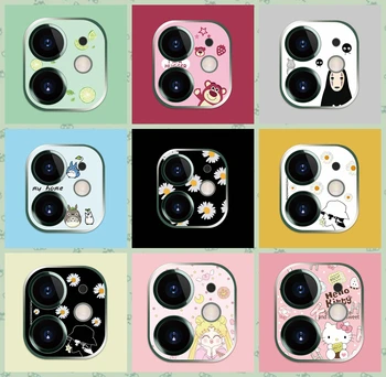 

For iPhone 11 Back Film flower Strawberry 3D Camera Lens For iPhone 11 Pro MAX Lens cute Film Aluminum plastic Lens protection