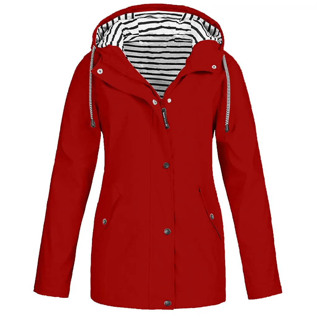 Женская куртка с капюшоном, водонепроницаемая, для улицы,, зимнее пальто, ветронепроницаемый, легкий, плащ, Женская куртка размера плюс, 19Aug - Цвет: Red