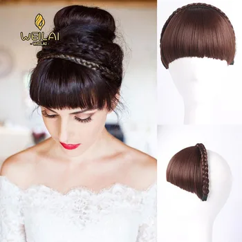 

LANLAN Short Blunt Bangs natural braid tidy hairpieces Heat Resistant synthetic women hair available natural hair Headwear