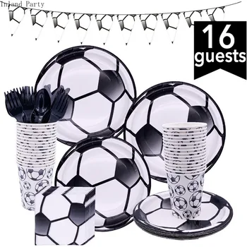 

Football theme birthday party tableware set Napkin Cups Tablecloth Flag straw baby shower Kids Favor Boys Party Decoration